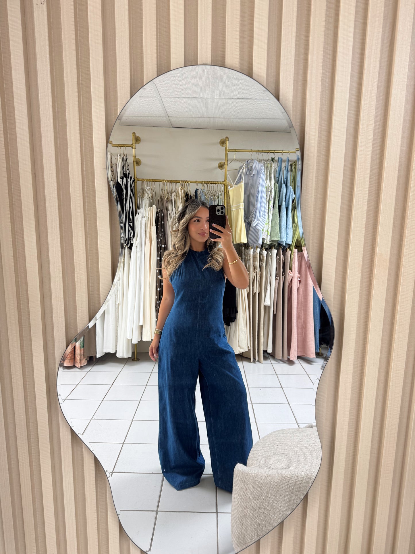 Halter Denim Jumpsuit