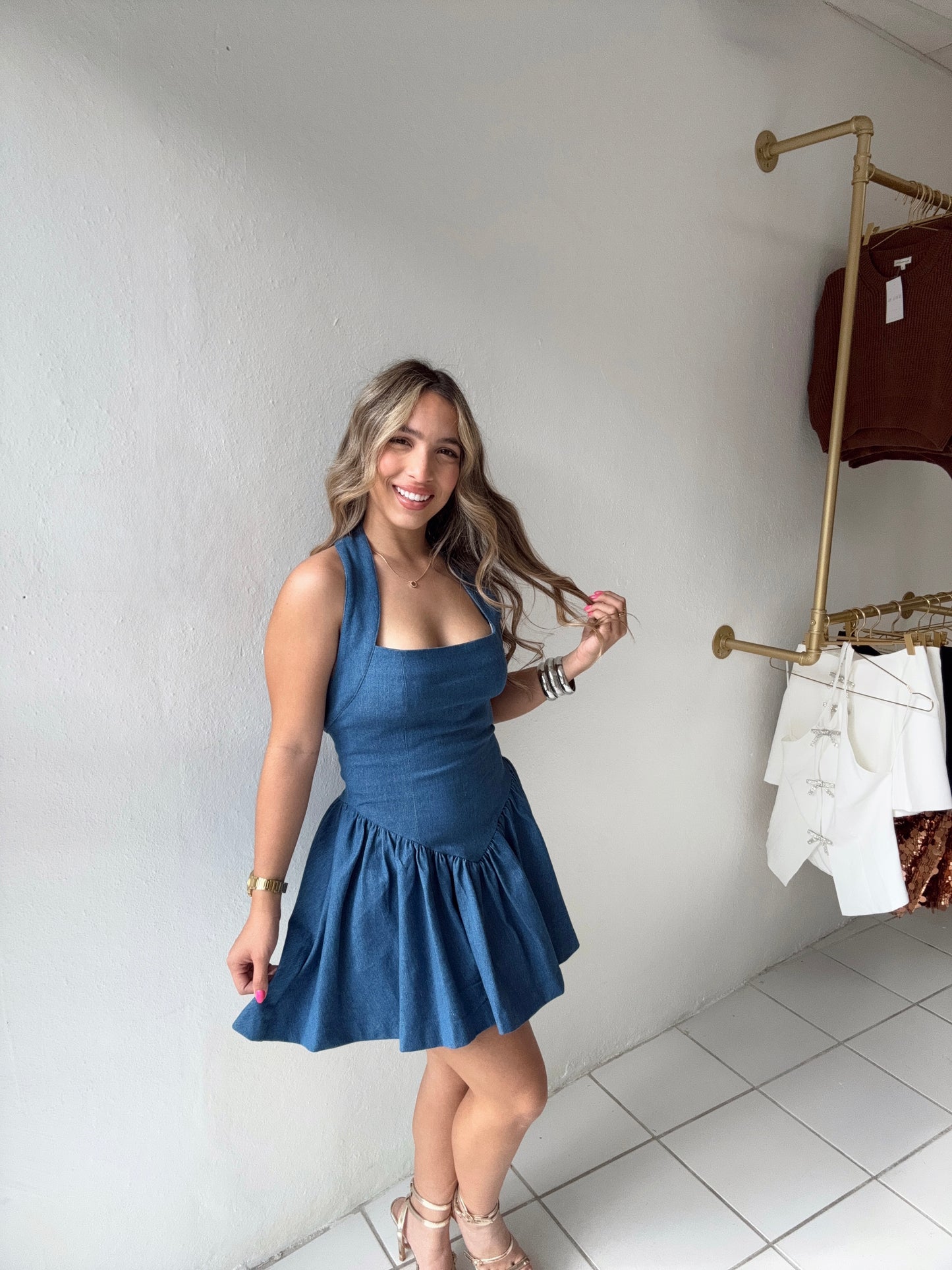 Halter Denim Dress