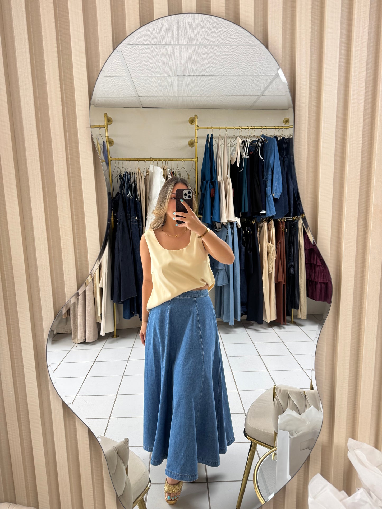 Soft Yellow Satin Top