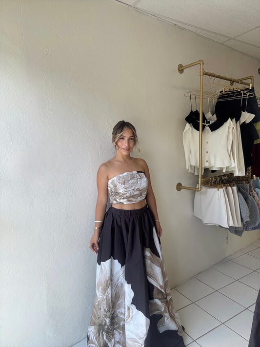 Floral Pleated Skirt Set