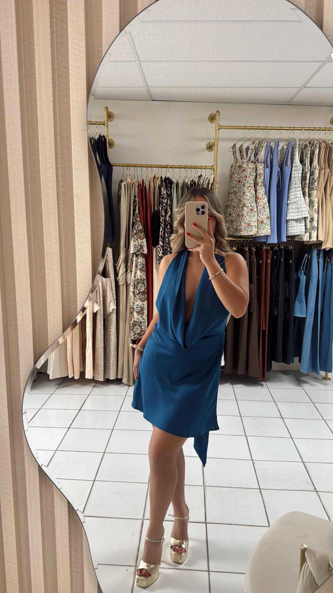 Teal Satin Dress