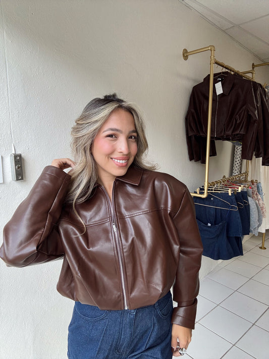 Chocolate Brown Leather Jacket