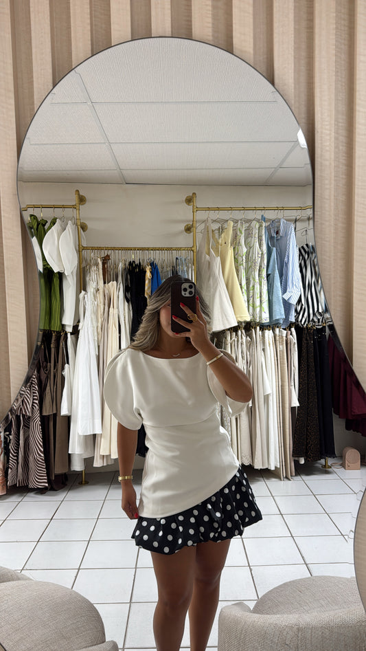Asymmetrical Cutout White Top