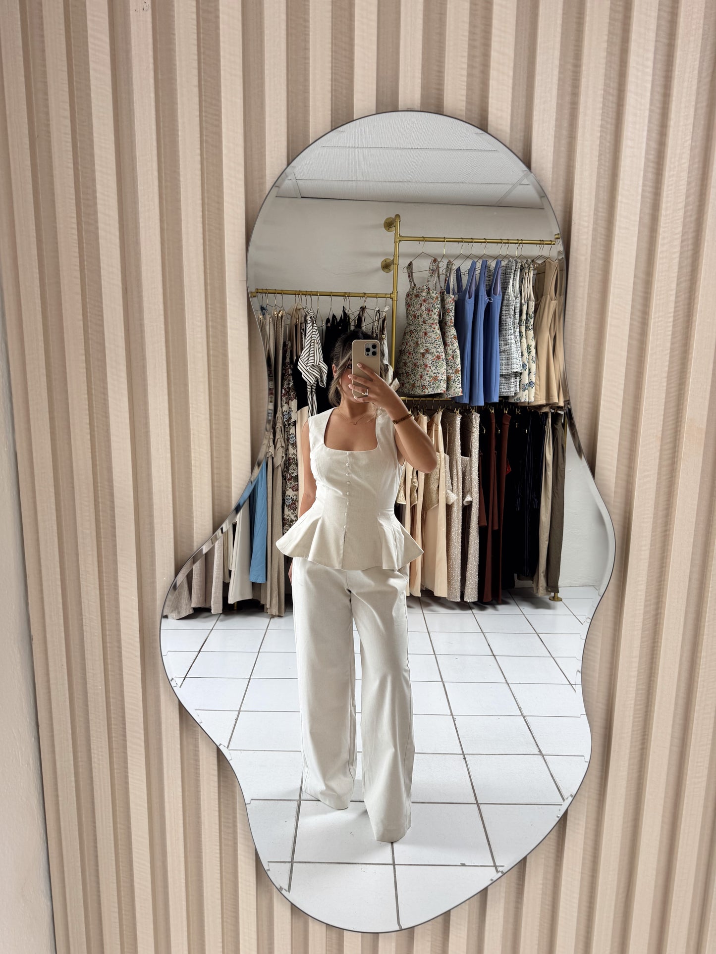 Linen Peplum Top Set