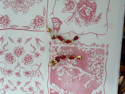 Dimond Red Earings