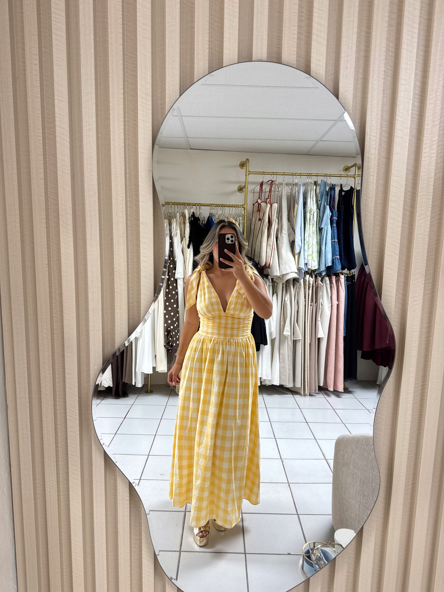 Gingham Yellow Dress
