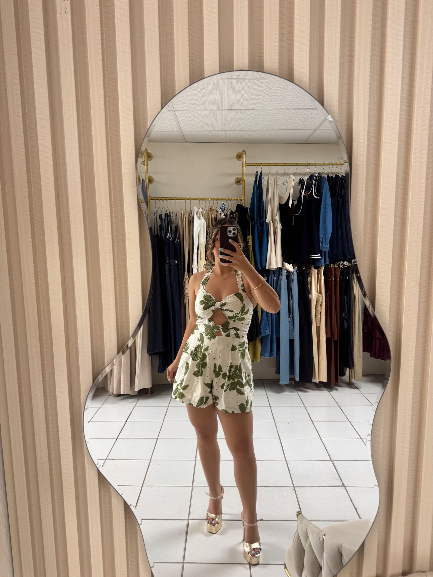 Eyelet Lace Halter Romper