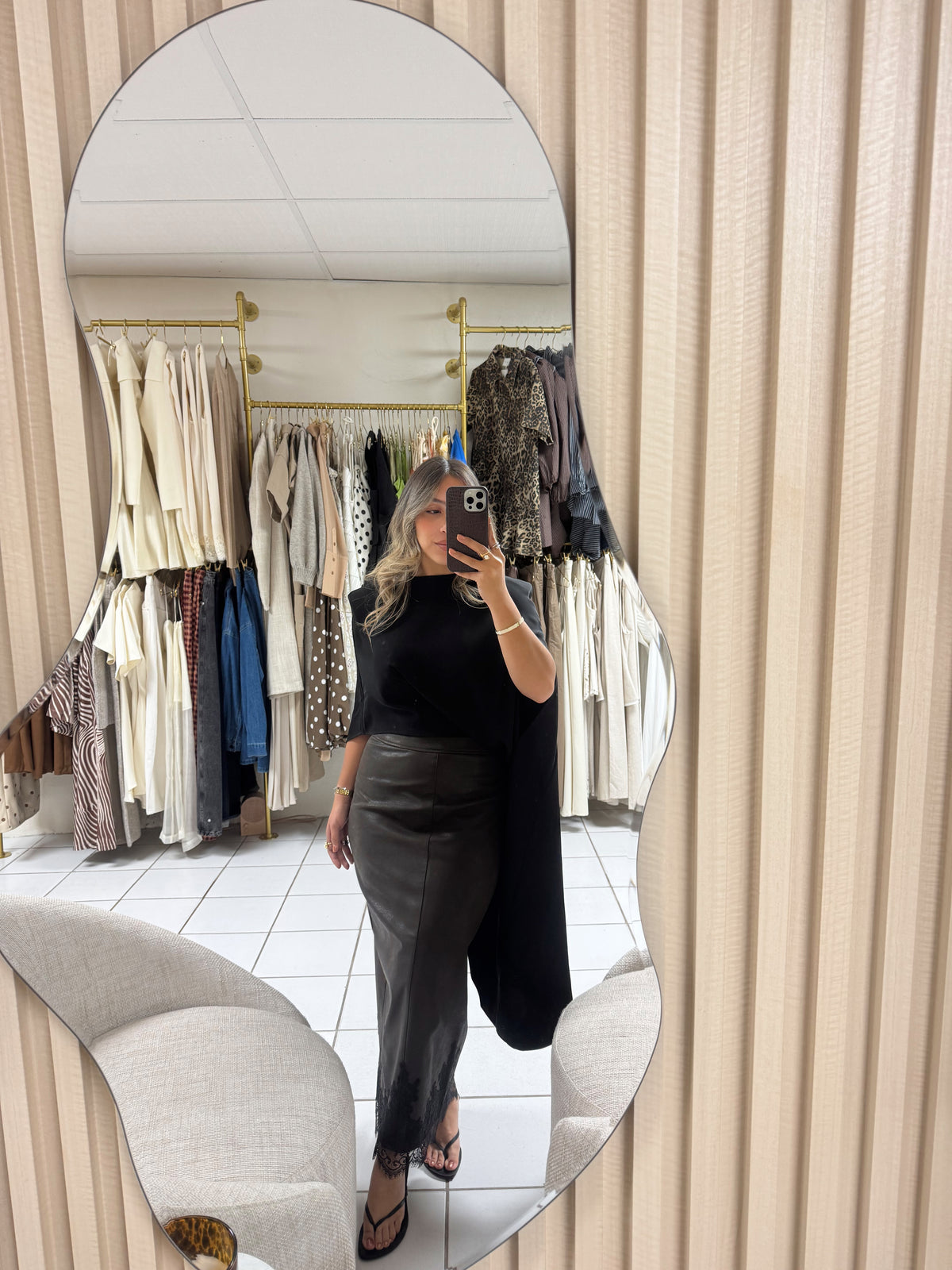 Faux Leather Lace Skirt