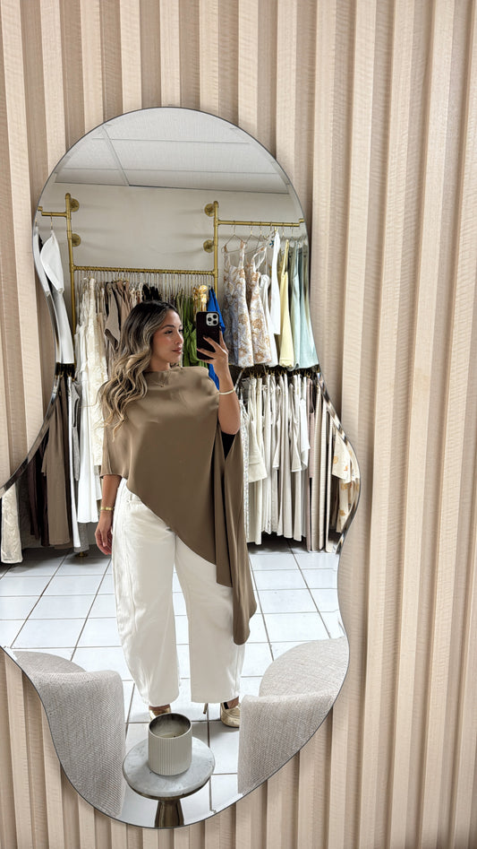 Solid Cape Top Taupe
