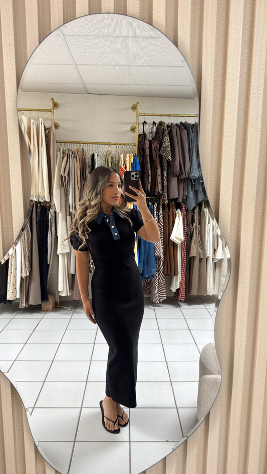 Knitted Denim Midi Dress