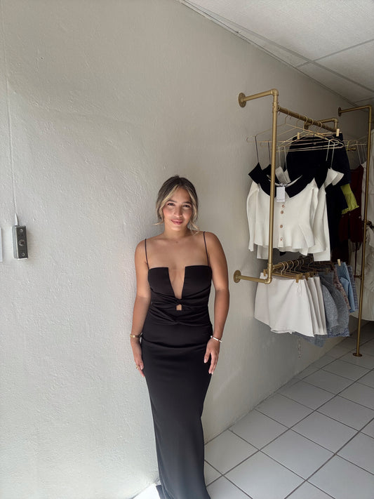 Front Twist Black Dress