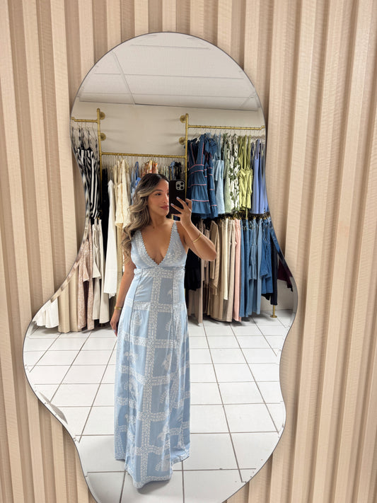 Embossed Chambray Maxi Dress