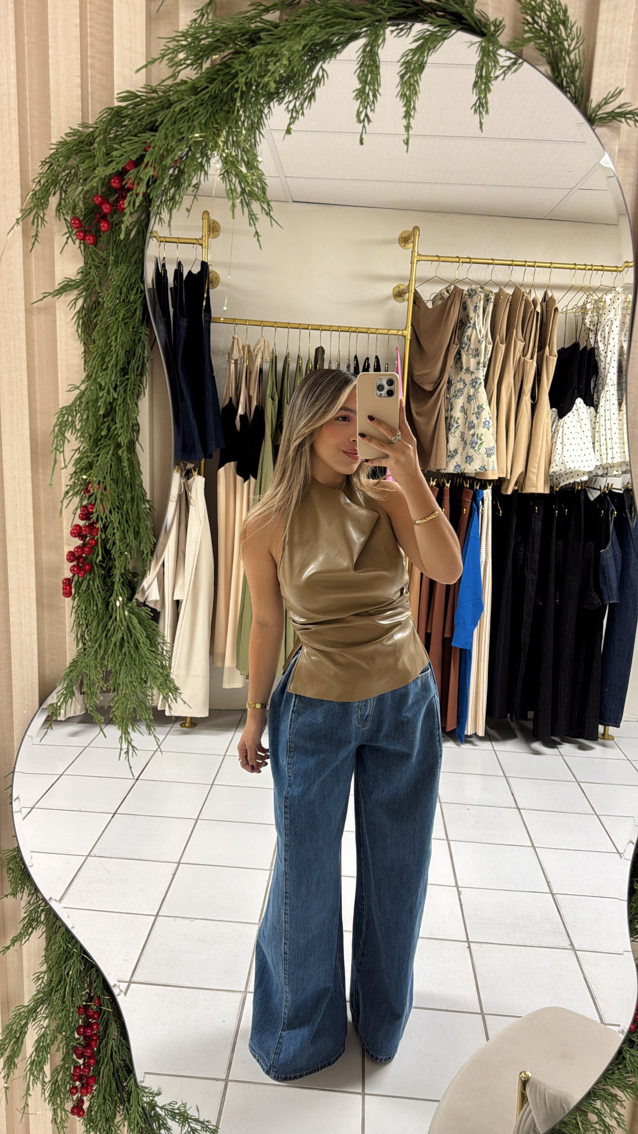 Leather Latte Top