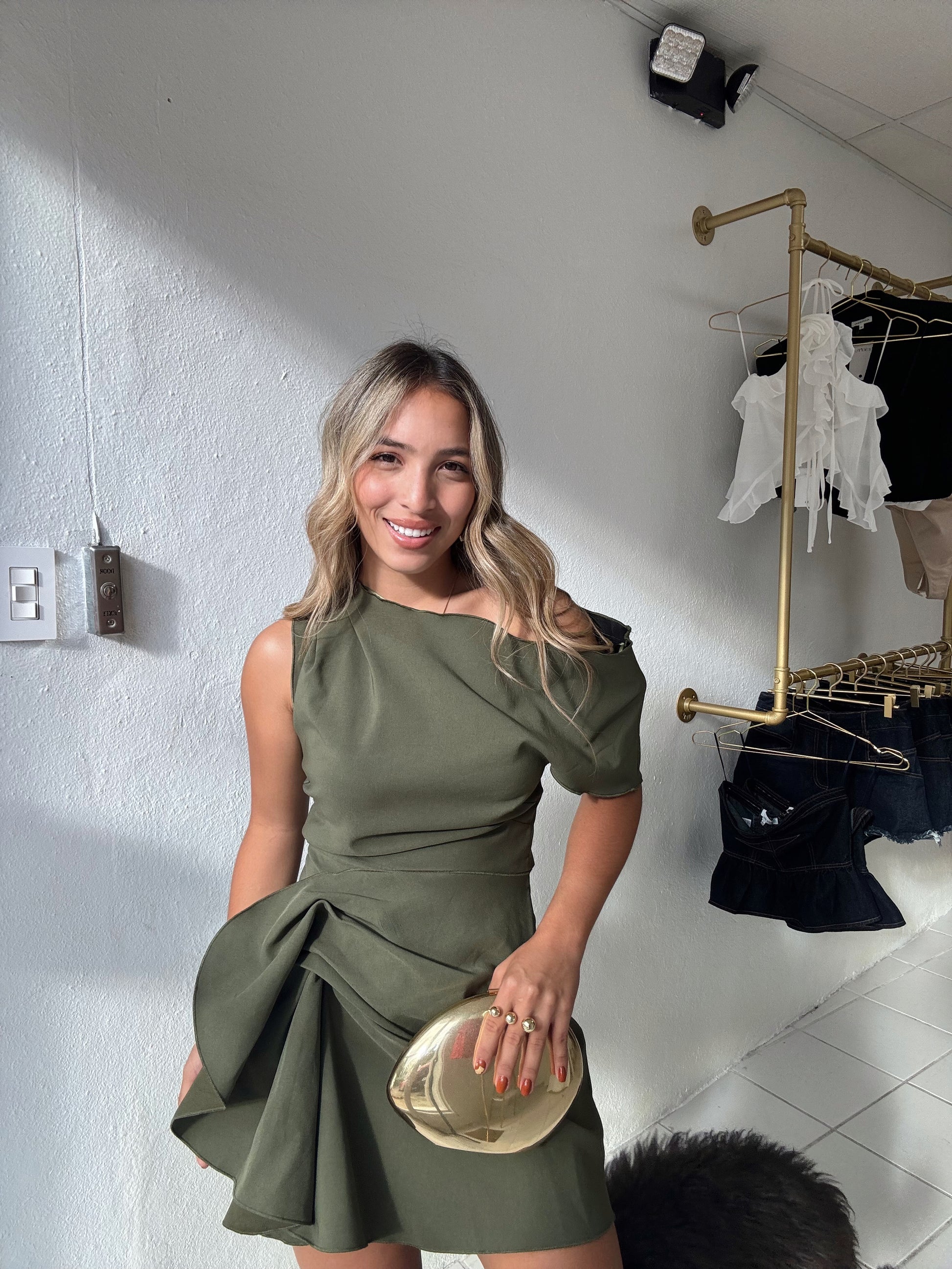 Asymmetric Gathered Dress – thevalerieboutique