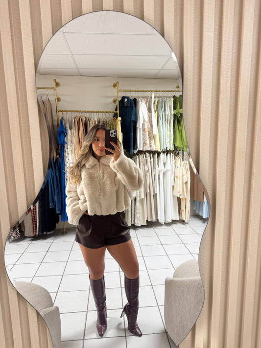 Faux Pleated Cropped Jacket