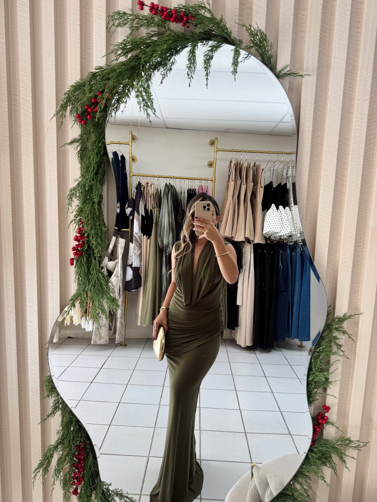 Olive Mesh Dress