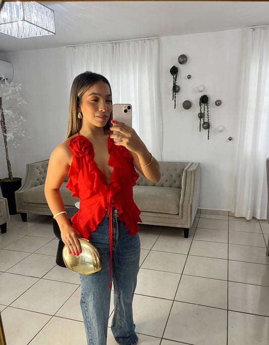 Red Flower Top