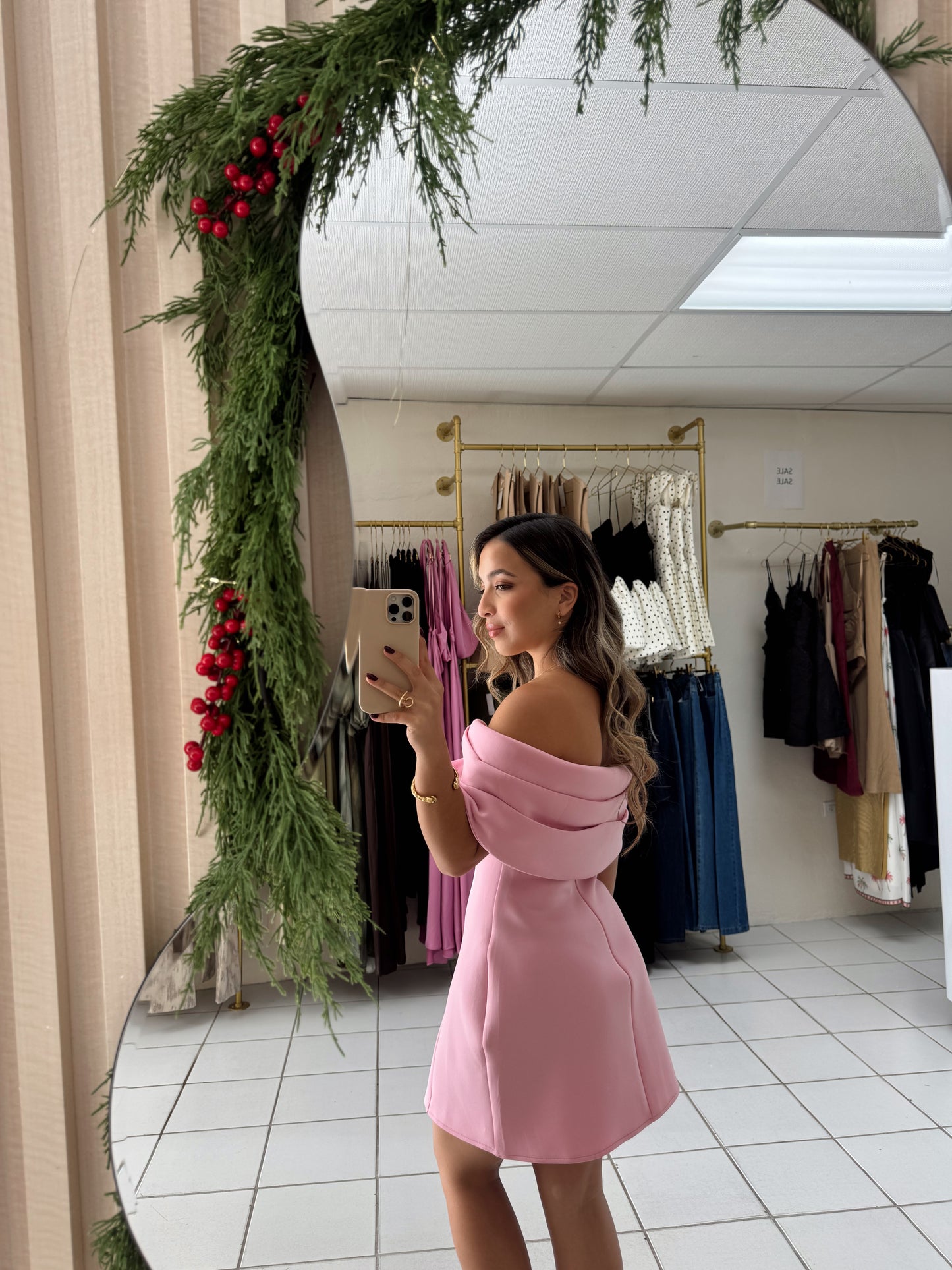 Pink Off Shoulder Dress