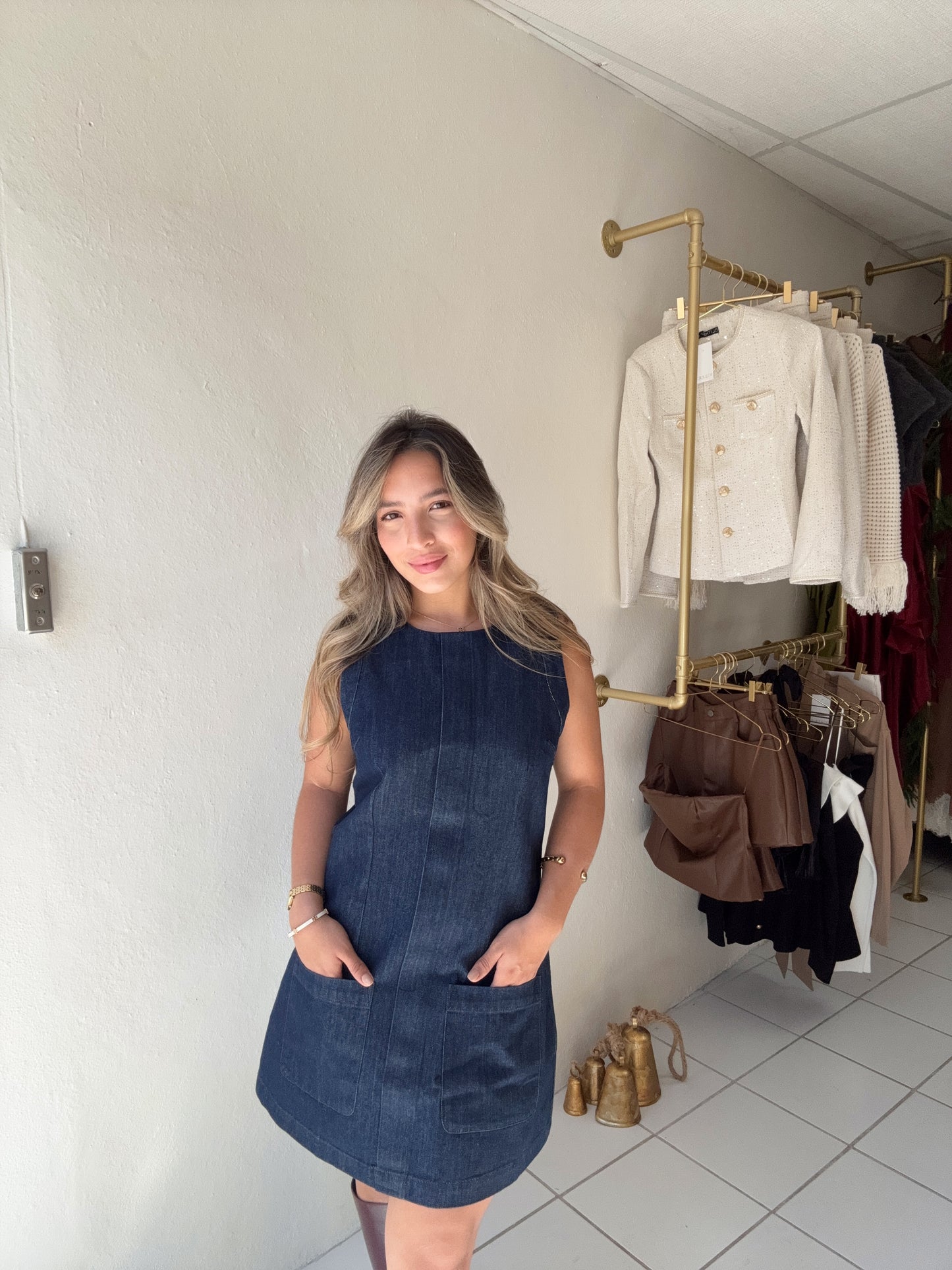 Denim Pockets Dress