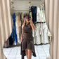 Satin Asymmetrical Lace Dress