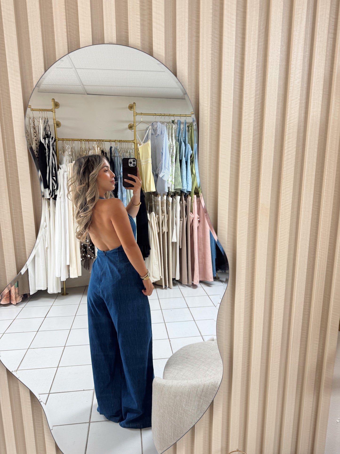 Halter Denim Jumpsuit