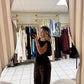 Asymmetrical Cutout Black Top