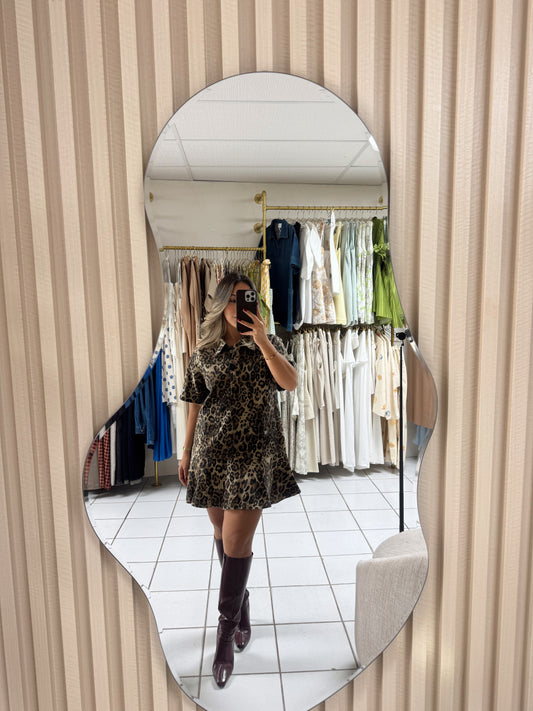 Leopard Collared Mini Dress