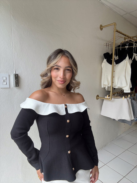 Off Shoulder Black Top