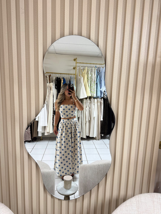 Blue Polka Dot Linen Set