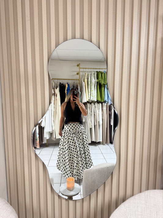 Taffeta Polka Dot Midi Skirt