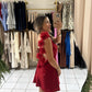 Floral Trimed Satin Dress
