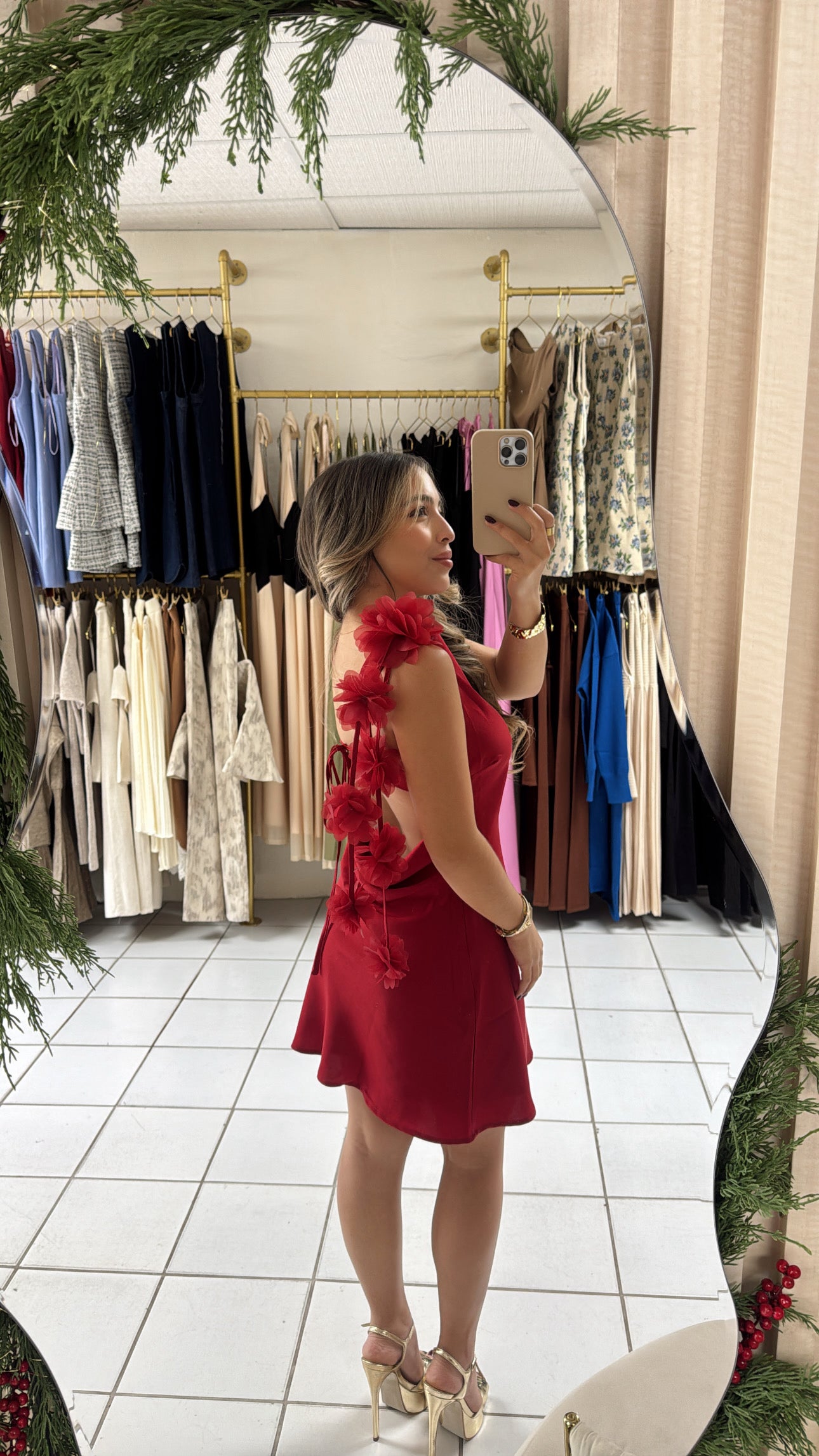 Floral Trimed Satin Dress