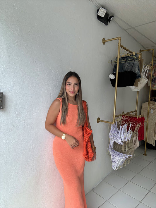 Orange Crochet Maxi Dress