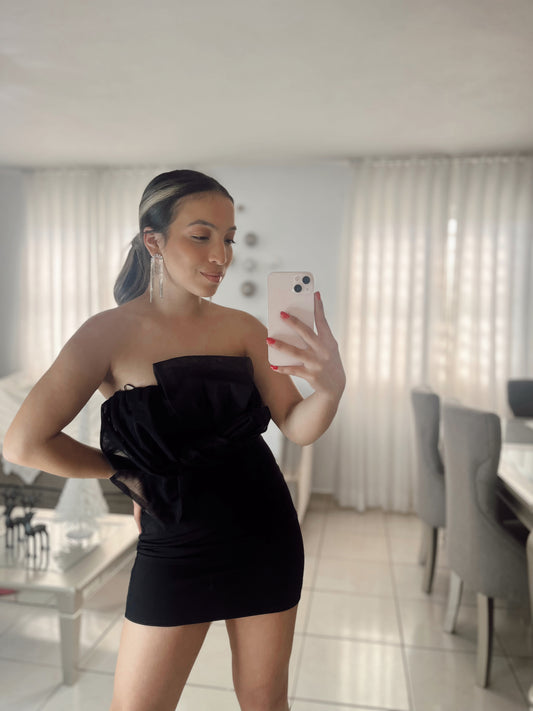 Tule Mesh Black Dress